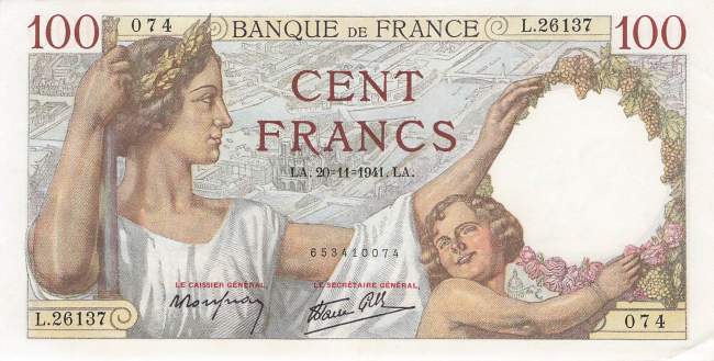 100 Francs 1941 20.11.1941